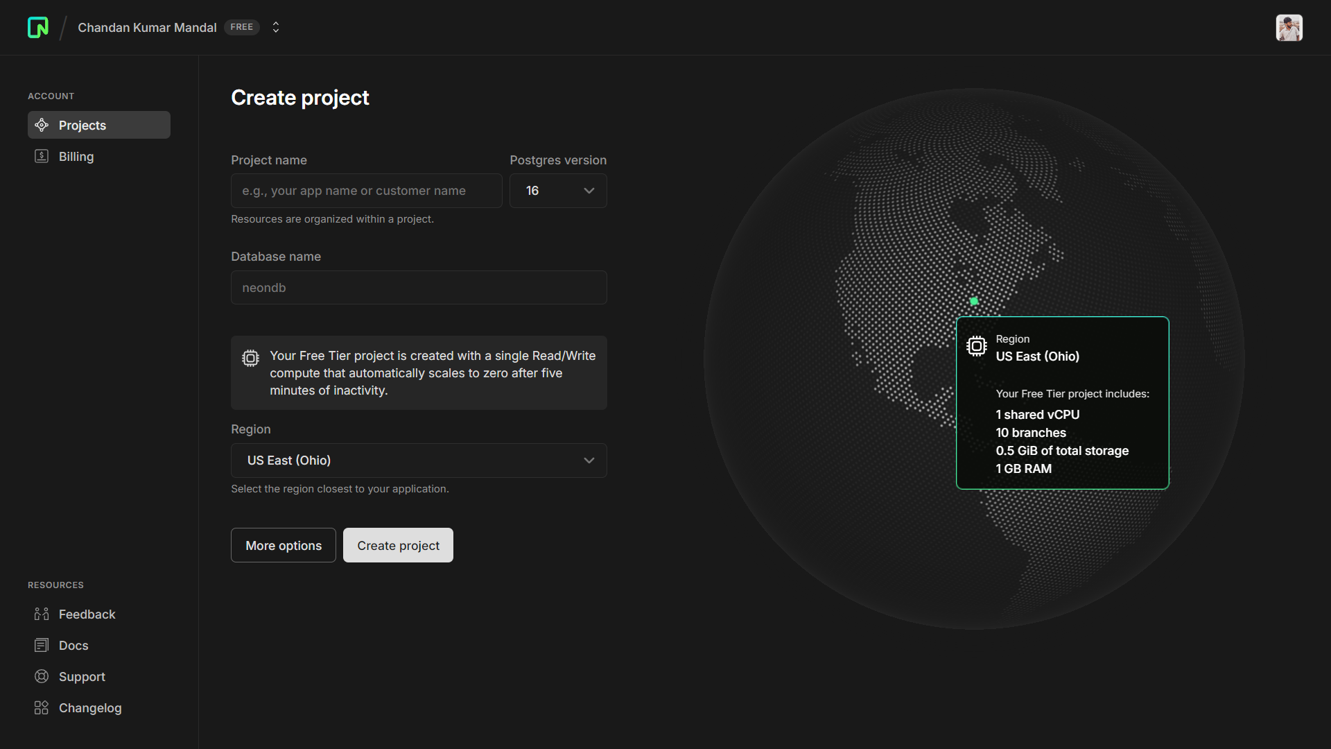 Create a Neon project